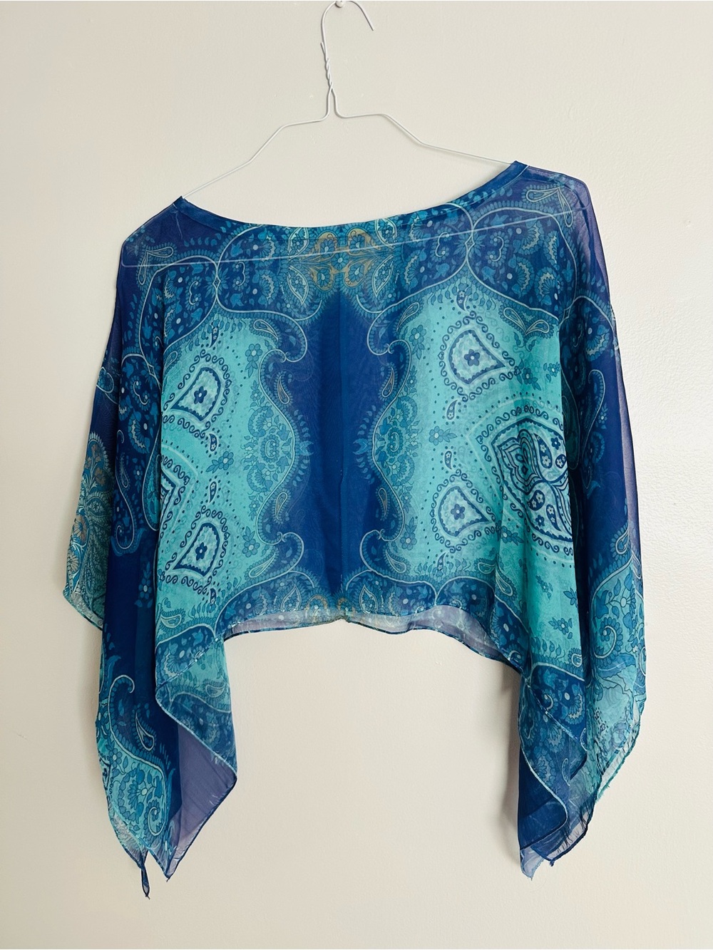Blue Paisley Sheer Poncho Top - Unbranded
